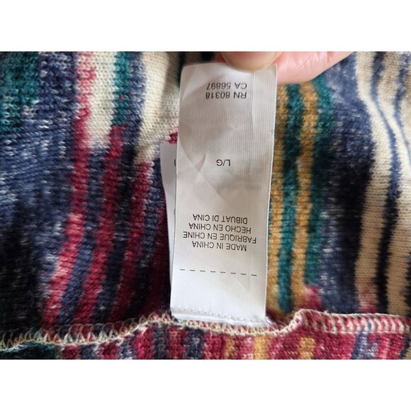 Lucky Brand Womens Open Front Cardigan Sweater L Aztec Multicolor Duster - Picture 4 of 6